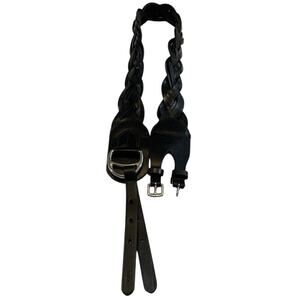 LRL Women's New Black Braided Belt With Double Buckles SZ M  NWOTS